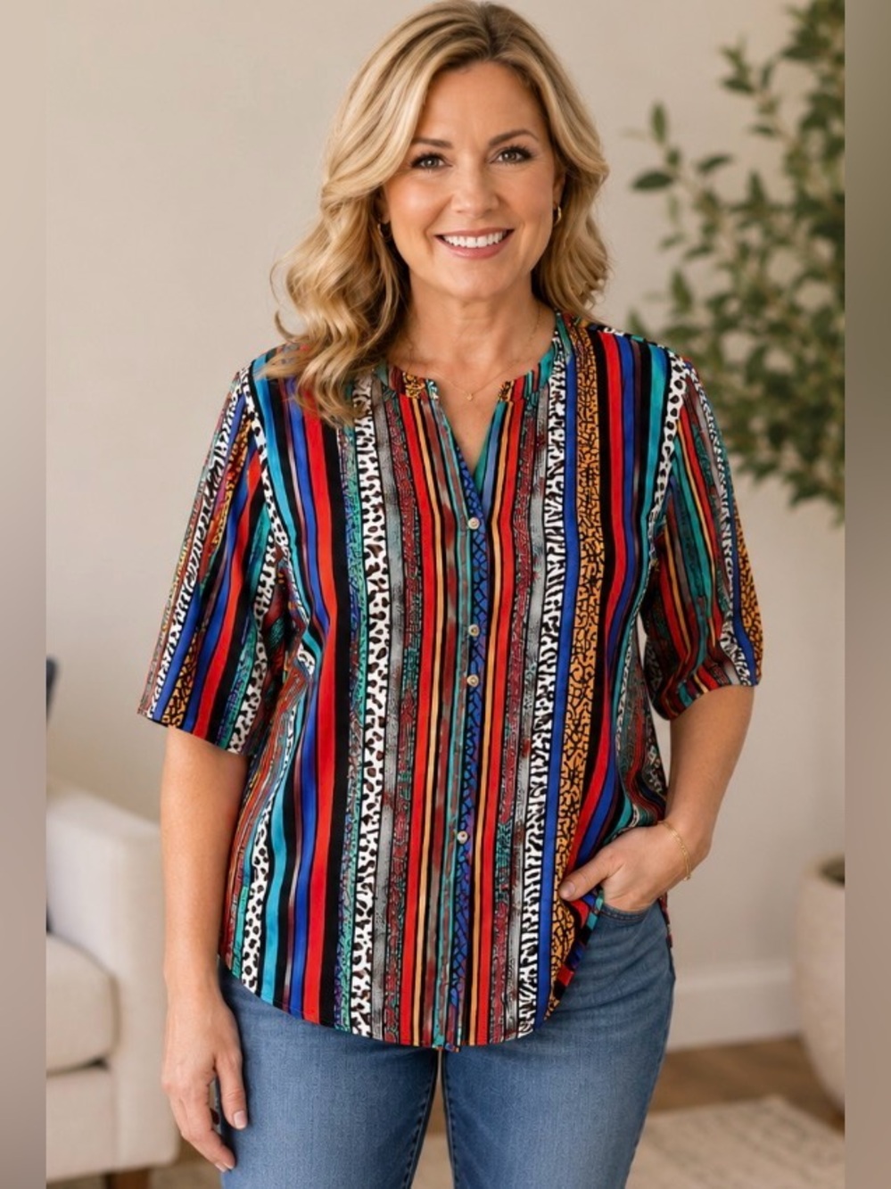 Vintage Maggie Sweet statement blouse / bold design/ woman’s 26”